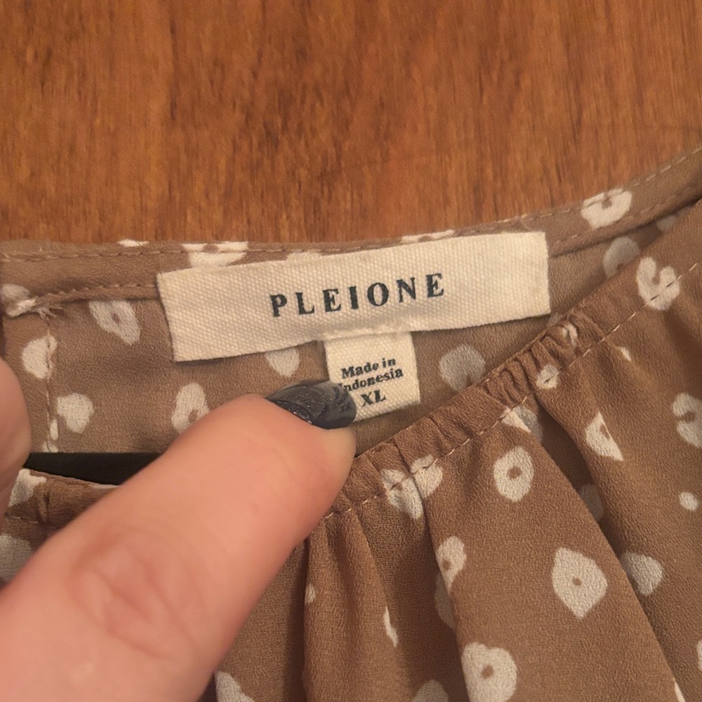 Pleione Brown and White Patterned Blouse - Picture 2 of 2